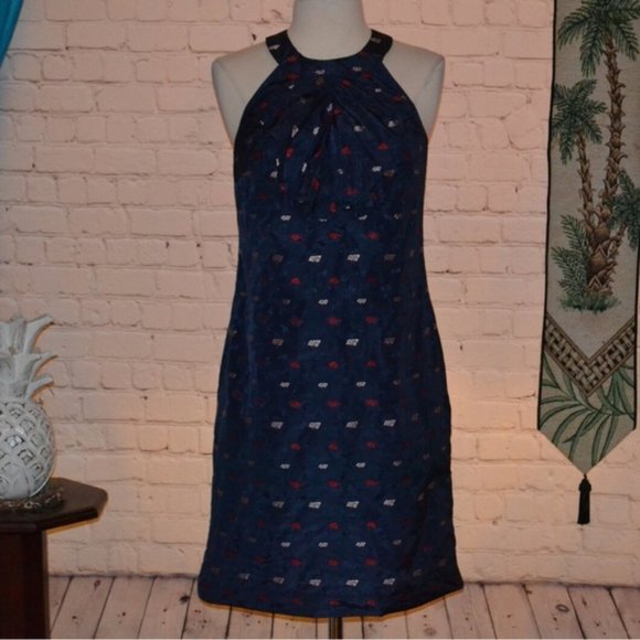 Banana Republic Evening Dress Women's Choker Top Navy Blue Party Dress 💎 - Picture 1 of 7